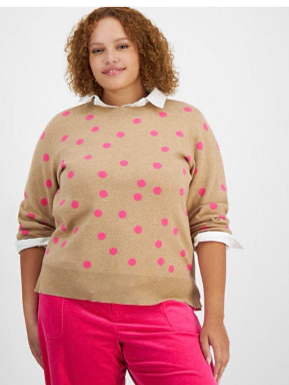 crewneck sweater with pink polka dots from the brand On 34th size small